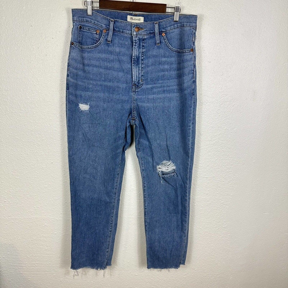 MADEWELL The Perfect Vintage Jean Women's 32 Stretch Distressed Denim Raw Hem